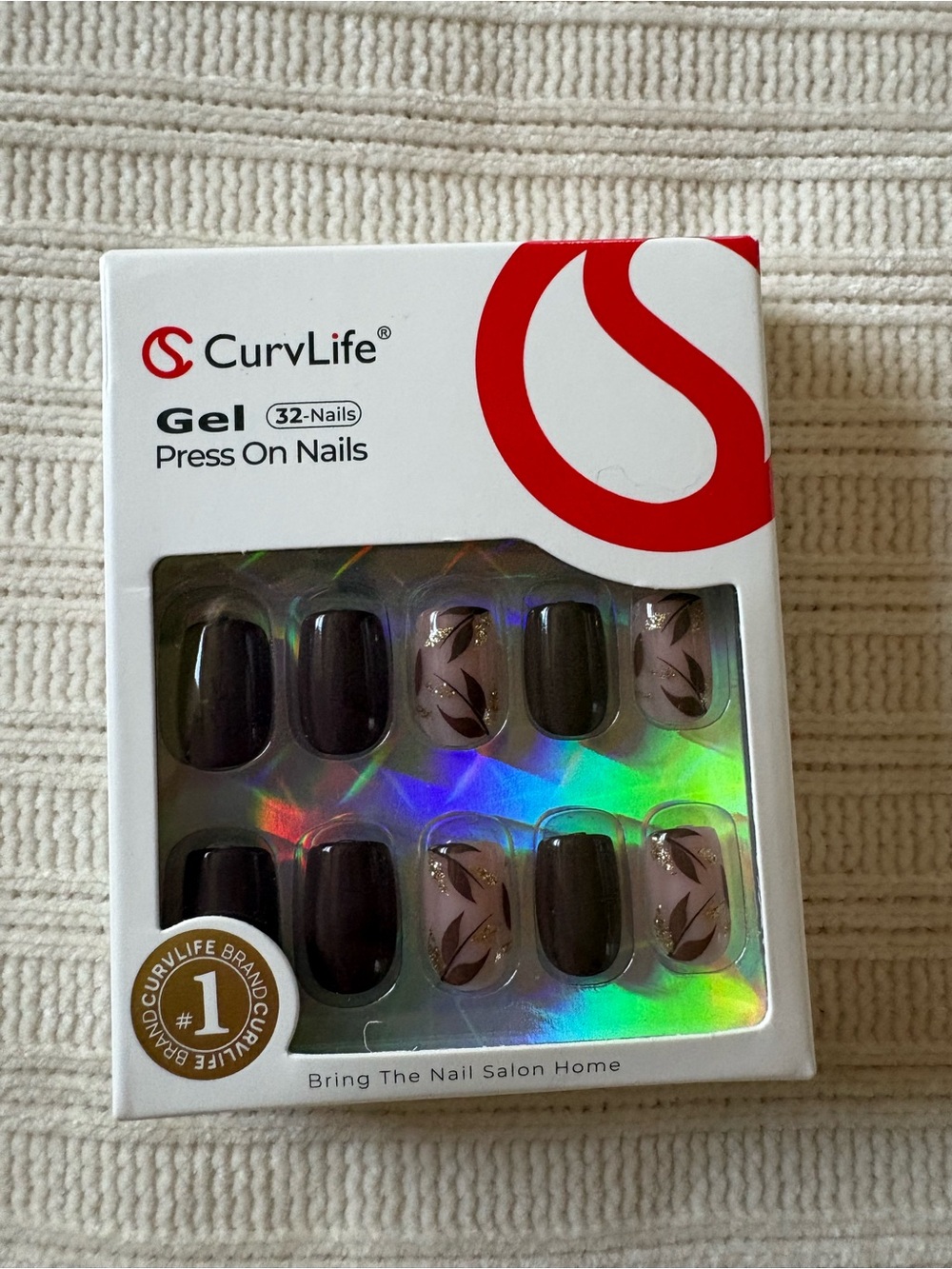 Curvlife Gel Press On Nails - Brown & Beige Floral Set Fall